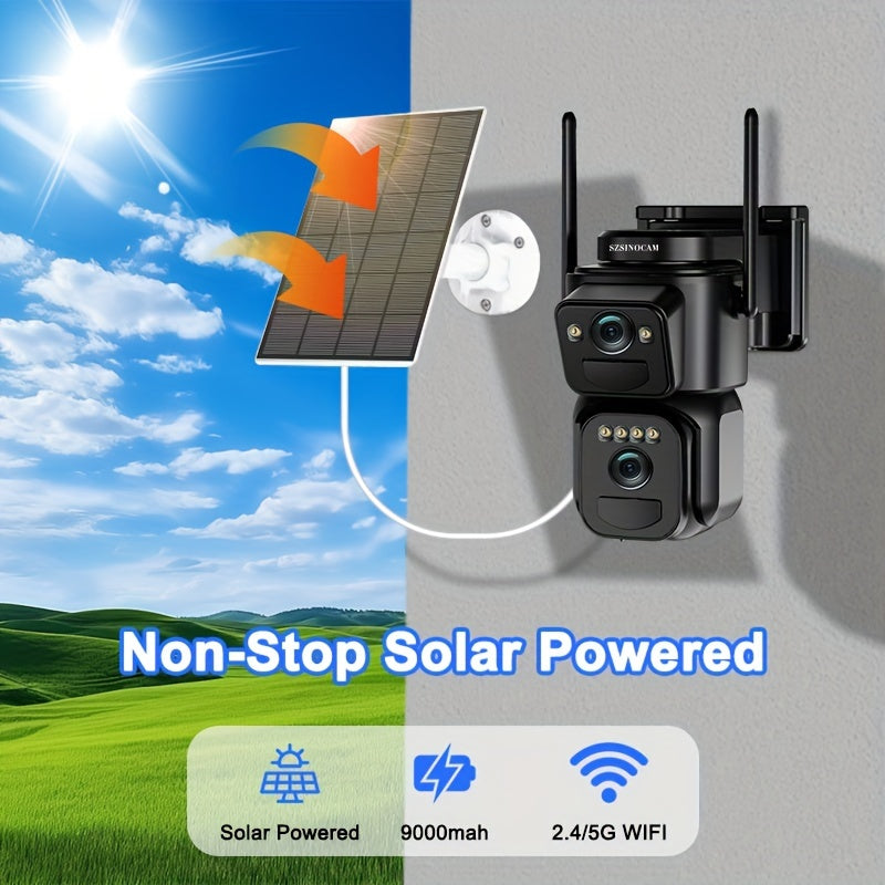 Security Camera with LED Spotlight with 360° Solar LED