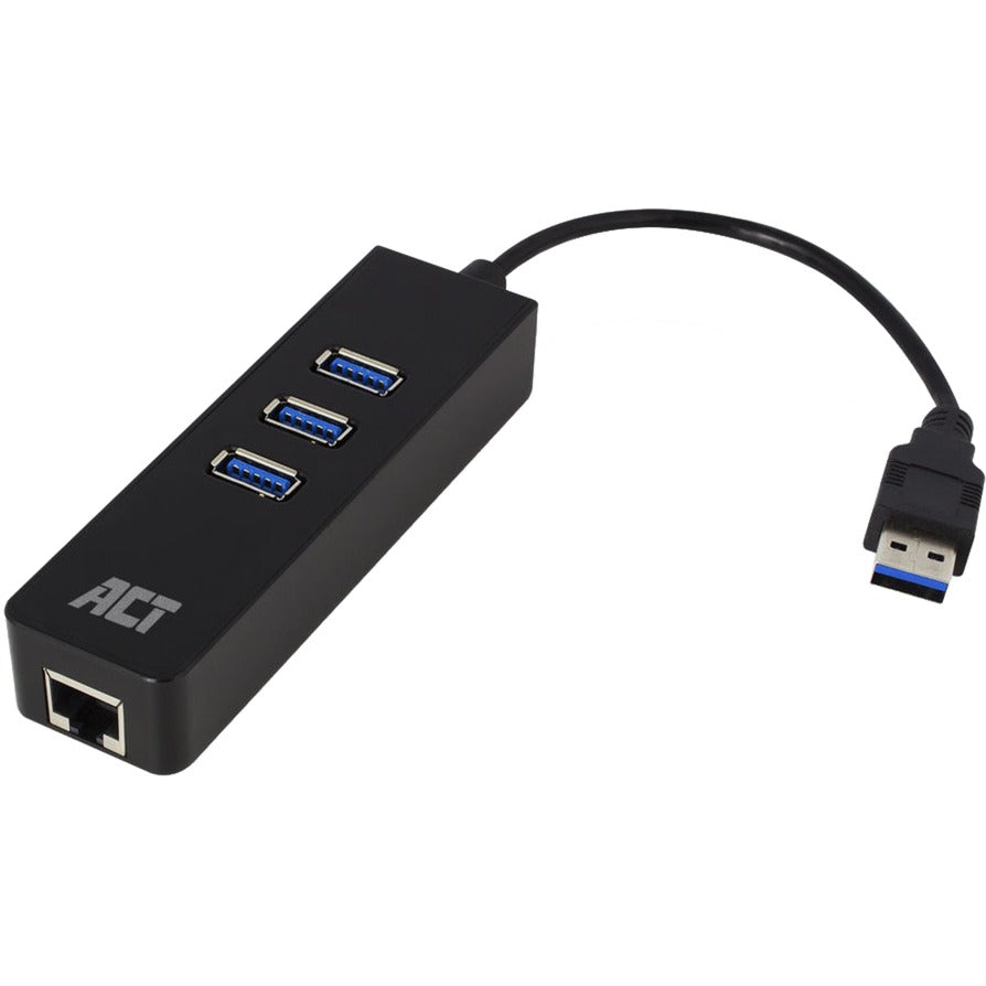 Act connectivity ac6310 USB hub 3.2 with 3 USB-A ports and Ethernet USB hub (black)